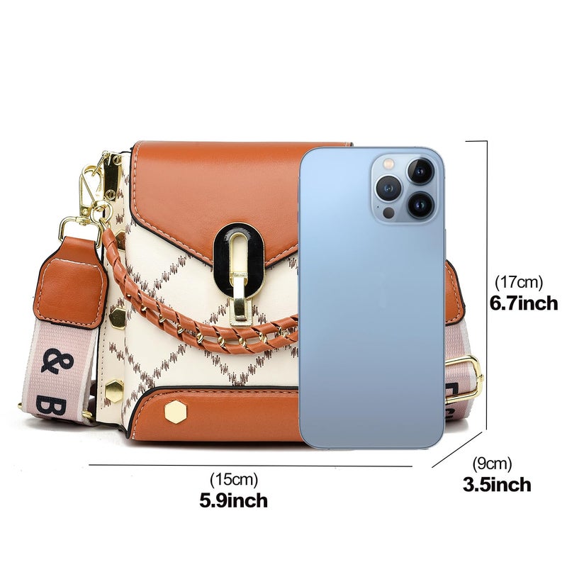 Xiaoyu Small Crossbody Bags for Women Fashion Cell Phone Purse Shoulder Handbags with Wide Strap (Brown) - Image 3