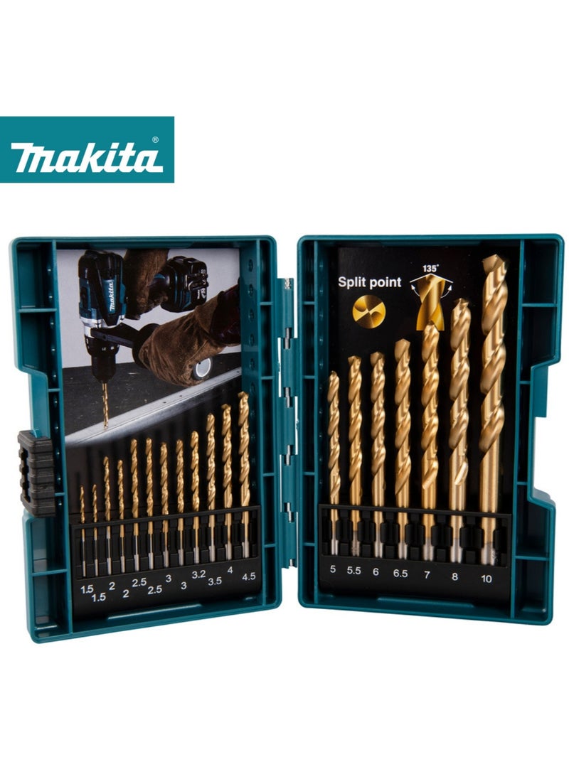 Makita Power Tools Makita B-67795 Metal Drill Bit Set HSS TiN 19 Pieces for Metal Drilling 1.5-10mm Cylindrical Shank  - Image 1