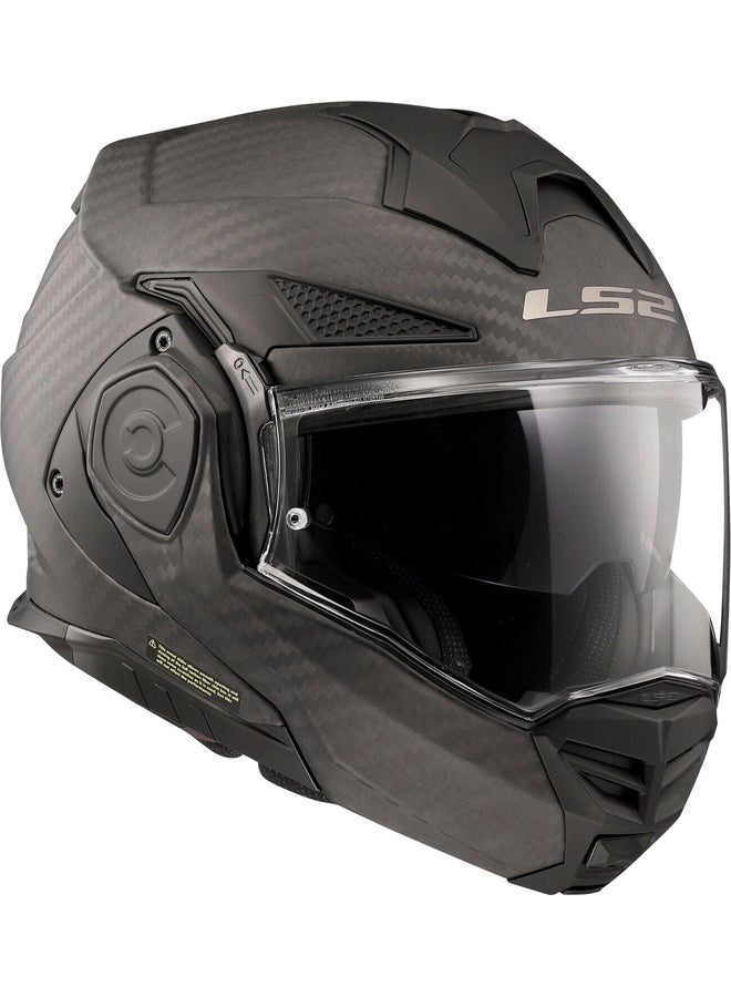 LS2 ADVANT X Carbon Modular Motorcycle Helmet Solid Matt Carbon Size M | Flip-Up 180° Carbon Fiber Helmet - Image 1
