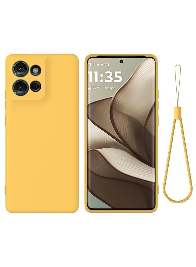 جراب هاتف Motorola Moto G75 من السيليكون السائل المقاوم للصدمات بلون نقي (أصفر)