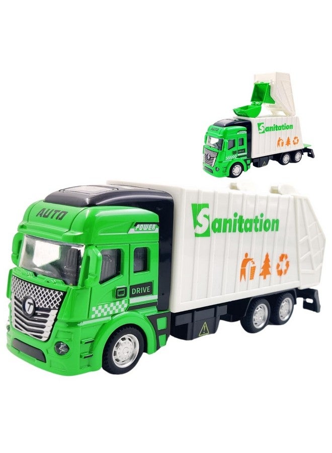 بلس بوينت شاحنة قمامة معدنية مصبوبة من PLUSPOINT، شاحنة إدارة النفايات مع سلة المهملات، شاحنة إعادة تدوير القمامة، ألعاب للأطفال الأولاد (شاحنة قمامة) - Image 1