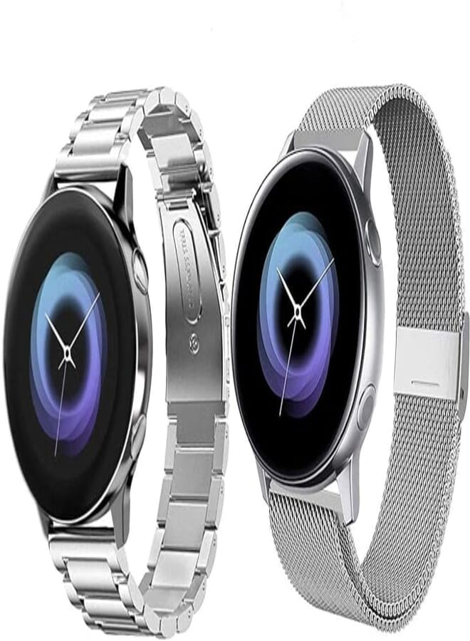 ACESTAR Watch Bands for Samsung Galaxy Watch Active 2 40mm/44mm , 20mm Galaxy Watch Stainless Steel Metal Band+ Mesh Loop Bands Strap for Galaxy Active 2 Watch Band…