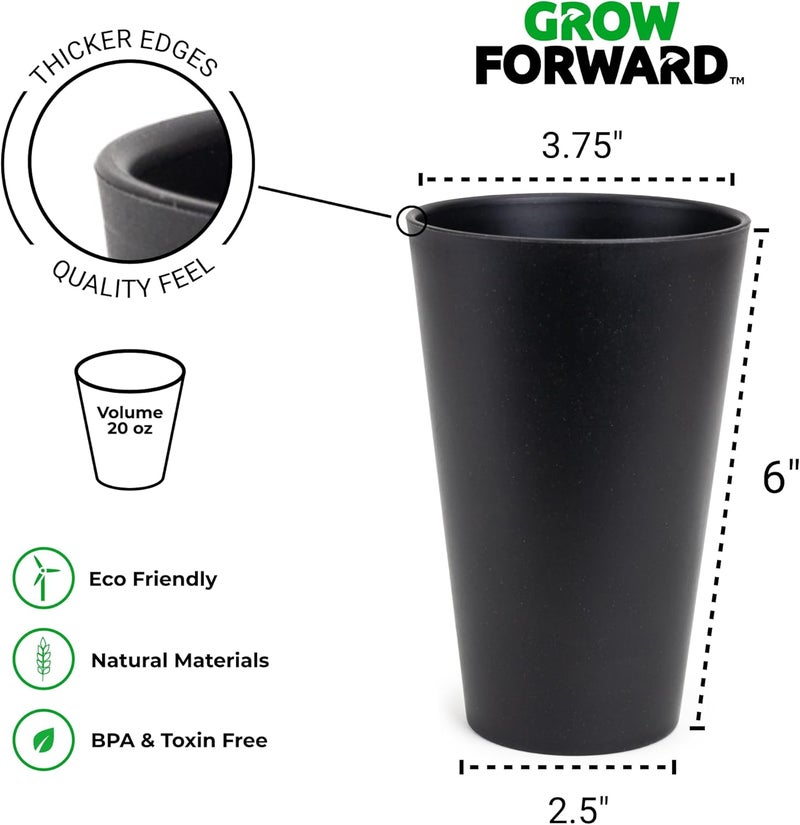 Grow Forward Premium Wheat Straw Cups  13  20 oz Unbreakable BPA Free Hard Plastic Cups  Reusable Lightweight Plastic Drinking Glasses for Kitchen Outdoor Water Camping RV  Moonlight - Image 4