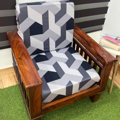 FABANE Stretchable Spandex Printed Sofa Slipcovers - Pack of 10 Sofa Seat Covers for Living Rooms, Couches, Wooden Sofas and Offices (Abstract Grey) - Image 1