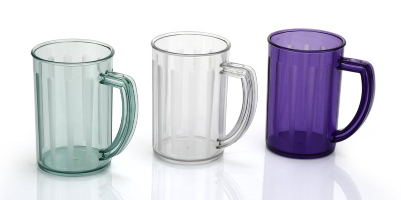 HAPPI Unbreakable Water and Juice Drinking Glass With Handle - Beer/Wine Shake Mug, Plastic PET Transparent Stylish Sharbat Glass, 400 Ml - Set of 2 (Clear) - Image 3