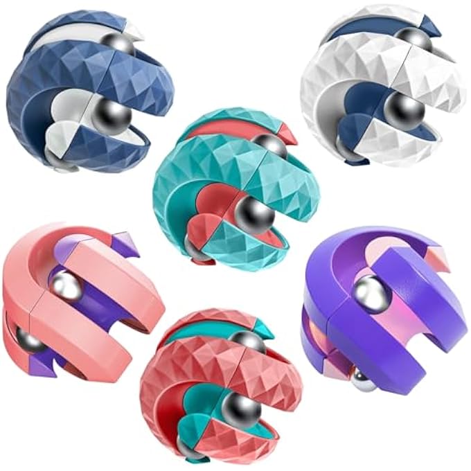 wagkew 4PCS Gear Ball 3D Printed Spin Ball or Cube Fidget Toy, 2.6 Inch Gear Sphere Fidget Toy,Fidget Gear Sphere Toy for Stress and Anxiety Relief, Gear Sphere Desk Toy for Adults & Kids - Image 1
