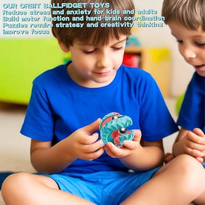wagkew 4PCS Gear Ball 3D Printed Spin Ball or Cube Fidget Toy, 2.6 Inch Gear Sphere Fidget Toy,Fidget Gear Sphere Toy for Stress and Anxiety Relief, Gear Sphere Desk Toy for Adults & Kids - Image 2