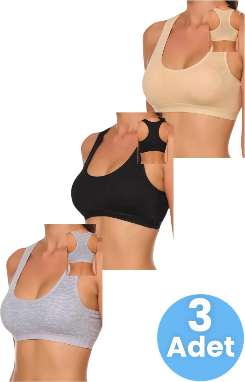 Tezzgelsin Women's Thick Strap Padded Rambo Bustier Sports Undershirt 3 Piece Set