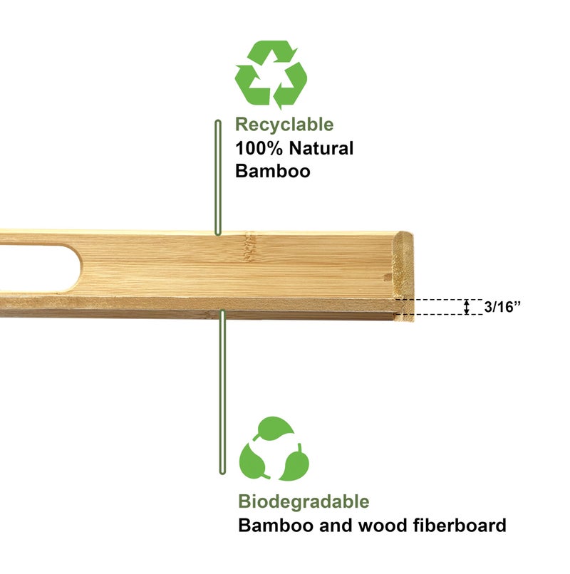 Bamboo Bam & Boo 20" x 20" x 2" Square Natural Bamboo Ottoman Tray with Handles, White - Image 5