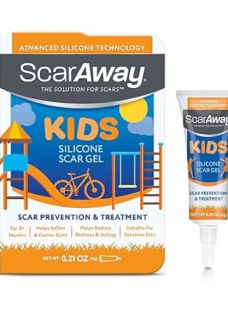 ScarAway Kids Silicone Scar Gel, 100% Medical-Grade, Helps Improve Size, Color & Texture of Hypertrophic & Keloid Scars on Face & Body from Injury, Burns & Surgery, Water Resistant, Clear, 6g