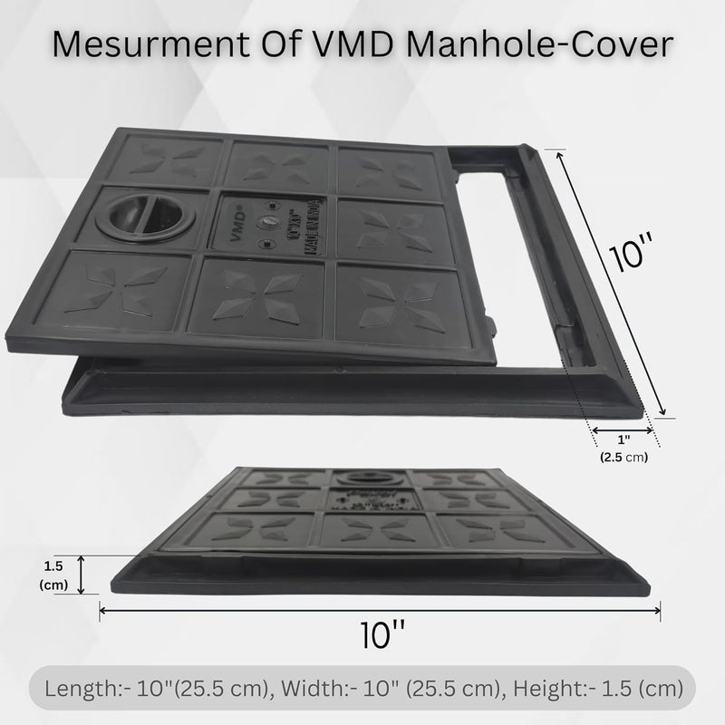 VMD Heavy Duty Manhole Cover for All Purposes Chamber Cover Sump Cover Water Tank Cover 1 PCS PVC 10 X 10 - Image 2