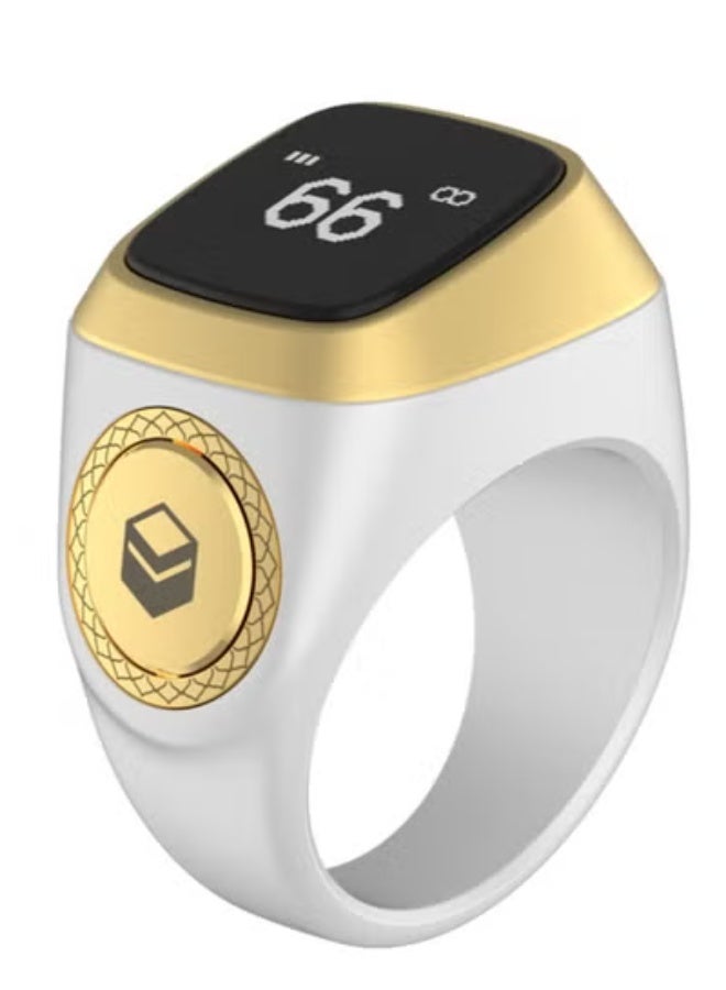 GULFLINK Smart Tasbih Zikr Ring Muslim Prayer Prayer Timing Reminder OLED Display Tasbih Counter Smart Ring Wearable Technology Waterproof - White(22mm) - Image 1