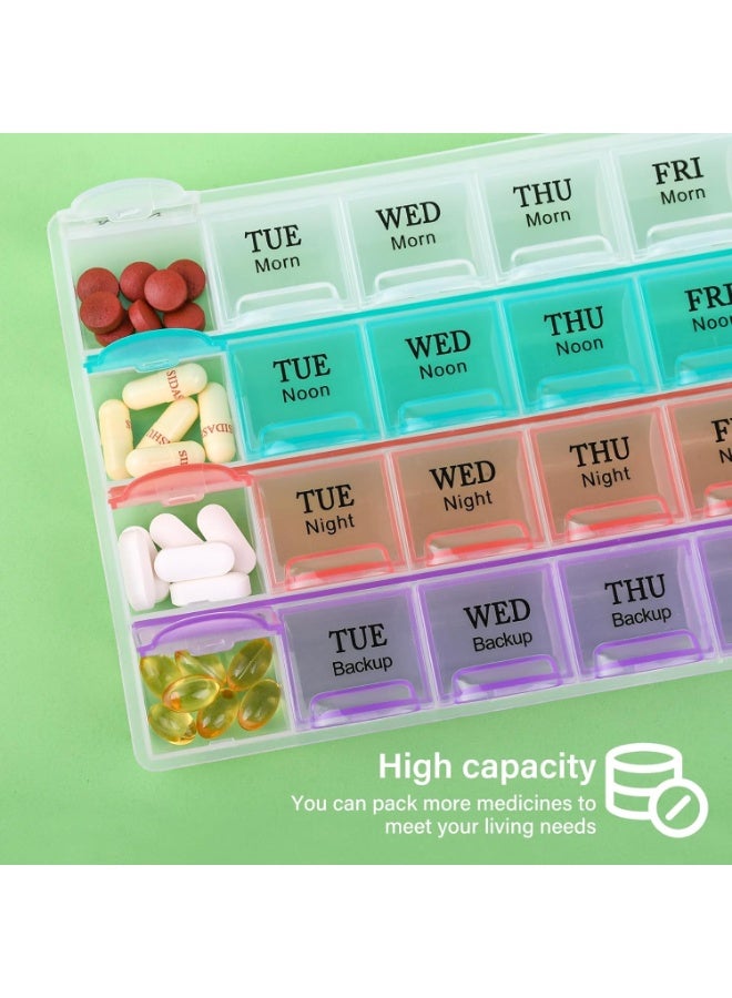 Large Weekly Pill Organizer 4 Times A Day - 28 Compartment, Moisture-Proof, 7 Day Medicine Box and Travel Case | High-Capacity Container for Pills, Vitamins, and Fish Oil Supplements | Easy-Open, BPA-Free, Clear Font Design for Seniors. - Image 5
