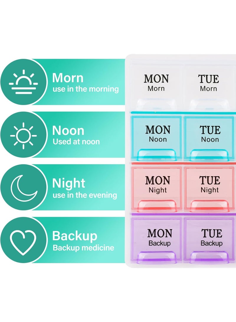 Large Weekly Pill Organizer 4 Times A Day - 28 Compartment, Moisture-Proof, 7 Day Medicine Box and Travel Case | High-Capacity Container for Pills, Vitamins, and Fish Oil Supplements | Easy-Open, BPA-Free, Clear Font Design for Seniors. - Image 3