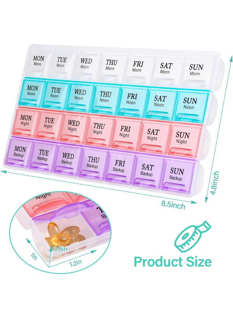 Large Weekly Pill Organizer 4 Times A Day - 28 Compartment, Moisture-Proof, 7 Day Medicine Box and Travel Case | High-Capacity Container for Pills, Vitamins, and Fish Oil Supplements | Easy-Open, BPA-Free, Clear Font Design for Seniors. - Image 2