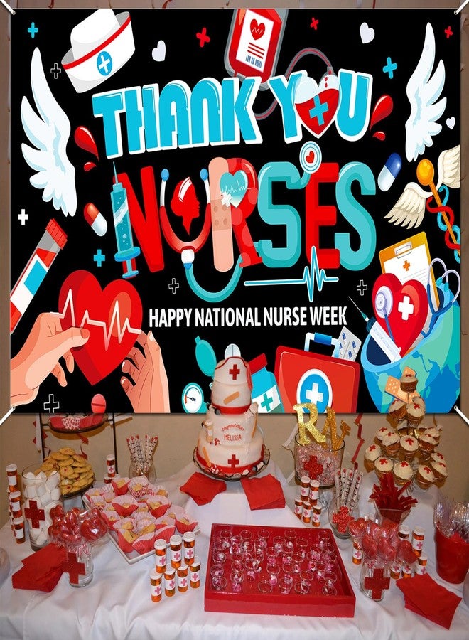 هواف لافتة خلفية "شكرًا للممرضات" من HOWAF 2025 لتزيين أسبوع تقدير الممرضات، لافتة خلفية "شكرًا للممرضات" لمستلزمات أسبوع الممرضات السعيد، لافتة اليوم الوطني للممرضات بتصميم "شكرًا للتمريض" - Image 5
