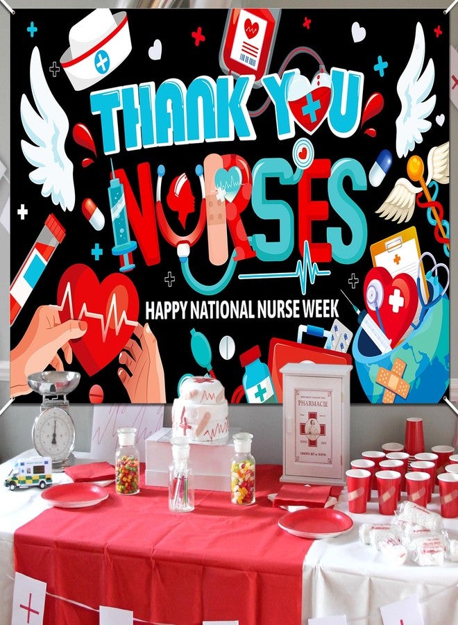 هواف لافتة خلفية "شكرًا للممرضات" من HOWAF 2025 لتزيين أسبوع تقدير الممرضات، لافتة خلفية "شكرًا للممرضات" لمستلزمات أسبوع الممرضات السعيد، لافتة اليوم الوطني للممرضات بتصميم "شكرًا للتمريض" - Image 4