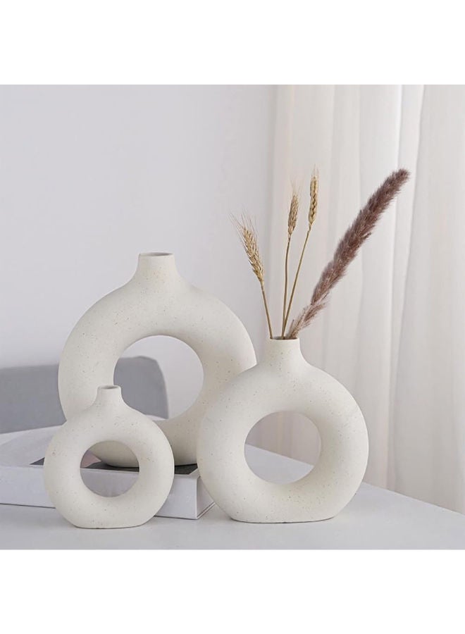 Wmm White Ceramic Vase Set 3 (White)