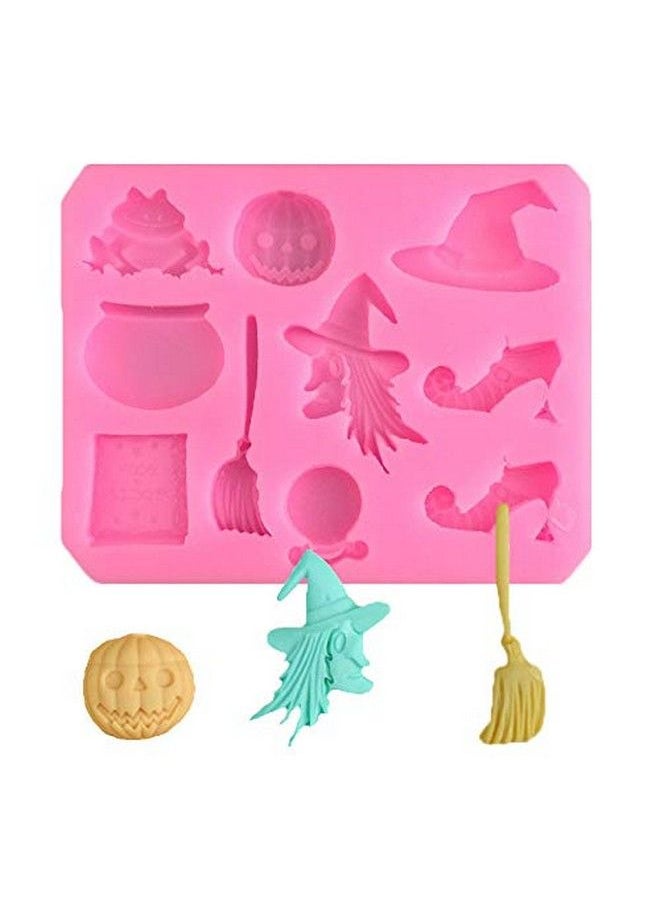 EORTA - Halloween Fondant Mould Silicone Pumpkin/Witch/Frog Mold Cake/Cookie Decoration For Caketopper Cupcake Chocolate Candy Gum Paste Resin Ice Cube Sugarcraft Pink - Image 1