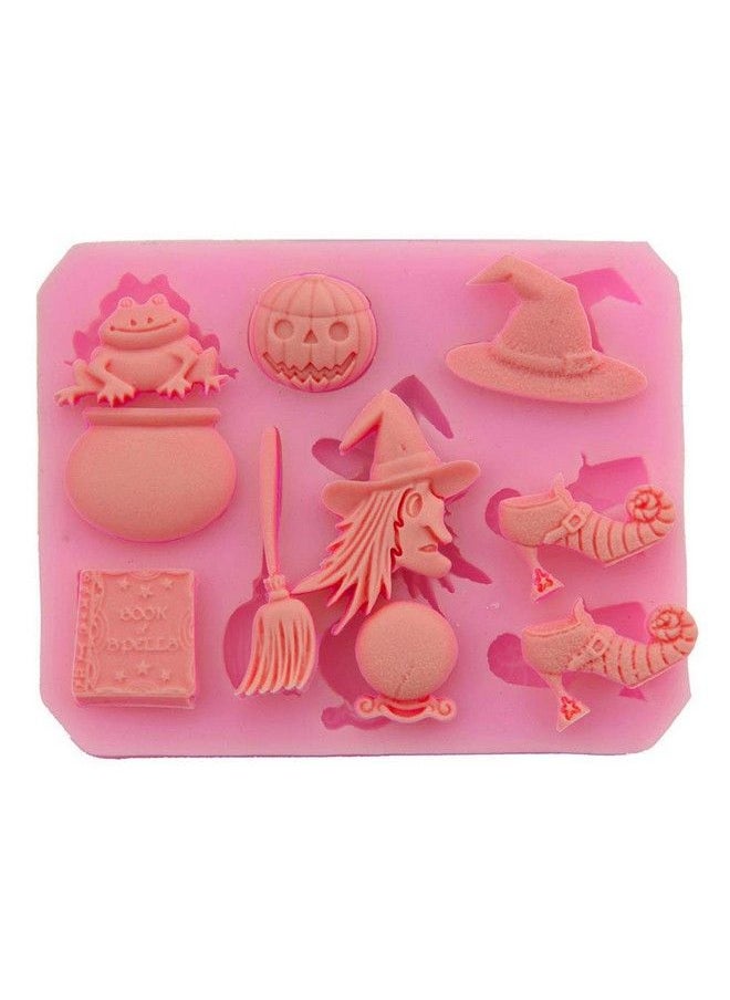 EORTA - Halloween Fondant Mould Silicone Pumpkin/Witch/Frog Mold Cake/Cookie Decoration For Caketopper Cupcake Chocolate Candy Gum Paste Resin Ice Cube Sugarcraft Pink - Image 1