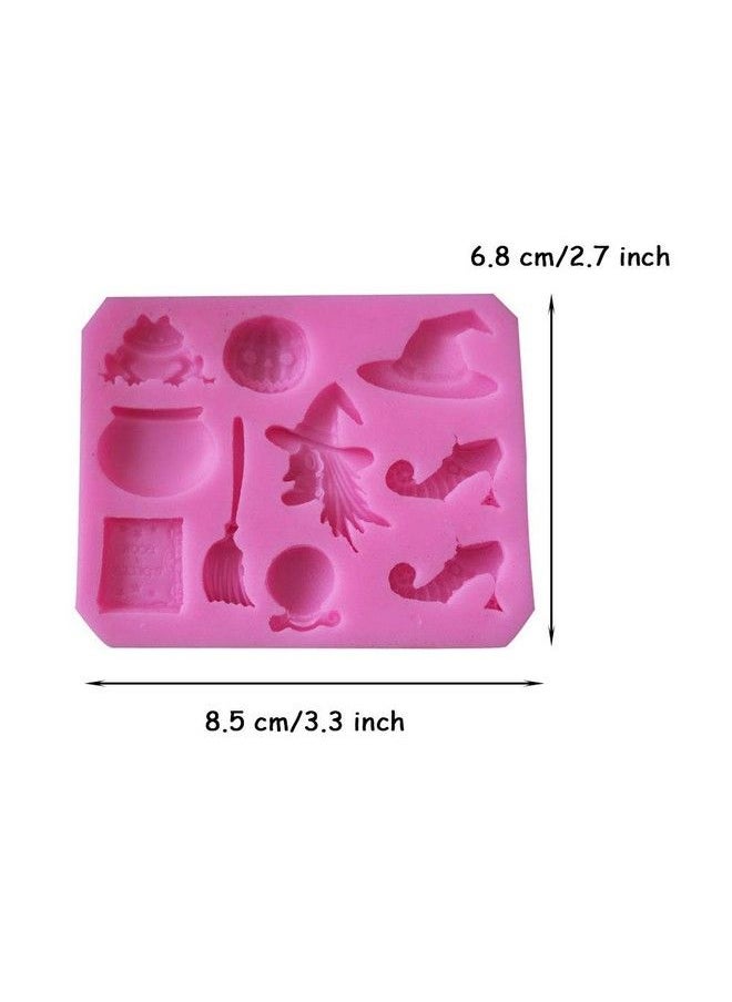 EORTA - Halloween Fondant Mould Silicone Pumpkin/Witch/Frog Mold Cake/Cookie Decoration For Caketopper Cupcake Chocolate Candy Gum Paste Resin Ice Cube Sugarcraft Pink - Image 1