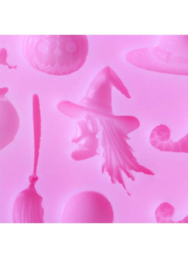 EORTA - Halloween Fondant Mould Silicone Pumpkin/Witch/Frog Mold Cake/Cookie Decoration For Caketopper Cupcake Chocolate Candy Gum Paste Resin Ice Cube Sugarcraft Pink - Image 1