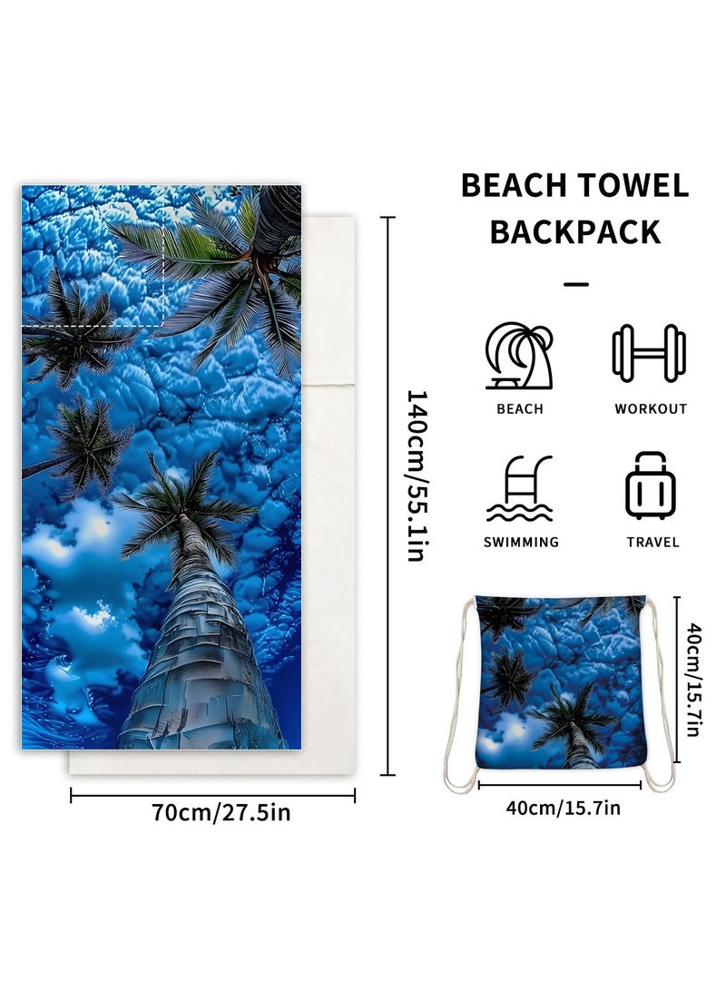 general Creative 2-in-1 Beach Towel, Foldable Printed Beach Towel with Storage Bag Function - Image 2