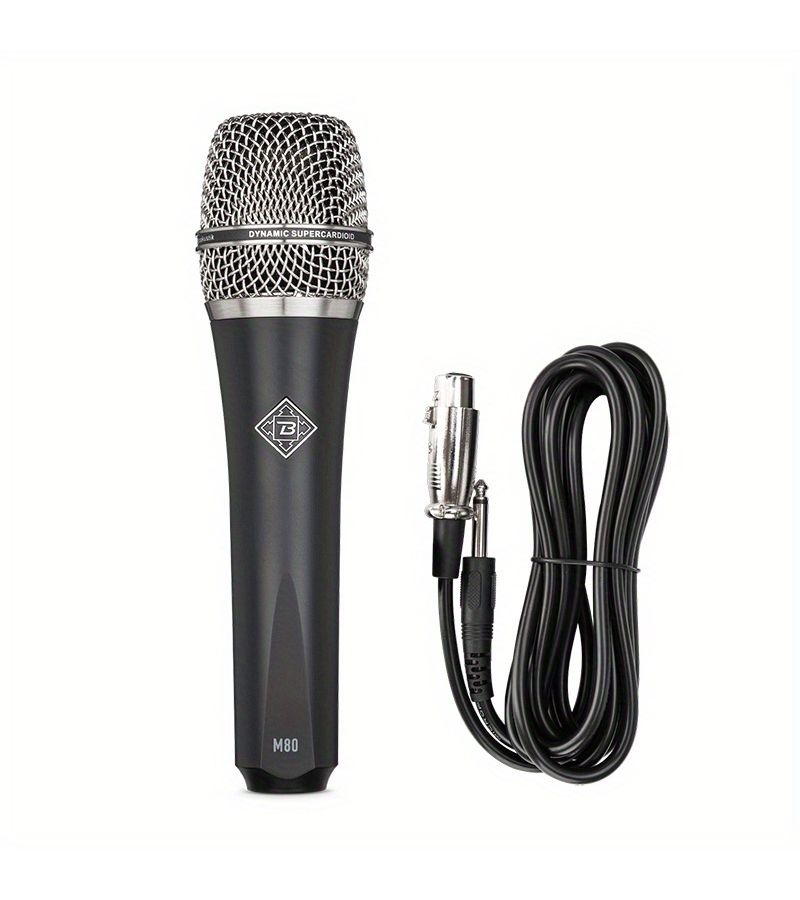 ميكروفون ديناميكي M80 XLR أسود احترافي للاستوديو والعروض الحية، ميكروفون كارديويد للغناء والبث الصوتي والتسجيل - Image 1