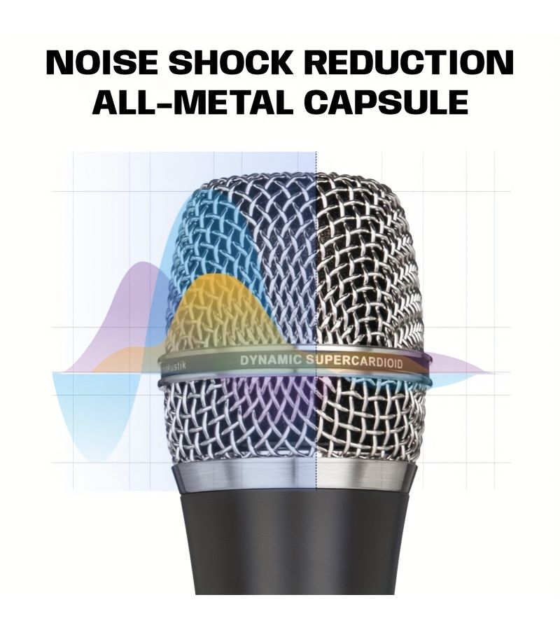 ميكروفون ديناميكي M80 XLR أسود احترافي للاستوديو والعروض الحية، ميكروفون كارديويد للغناء والبث الصوتي والتسجيل - Image 4