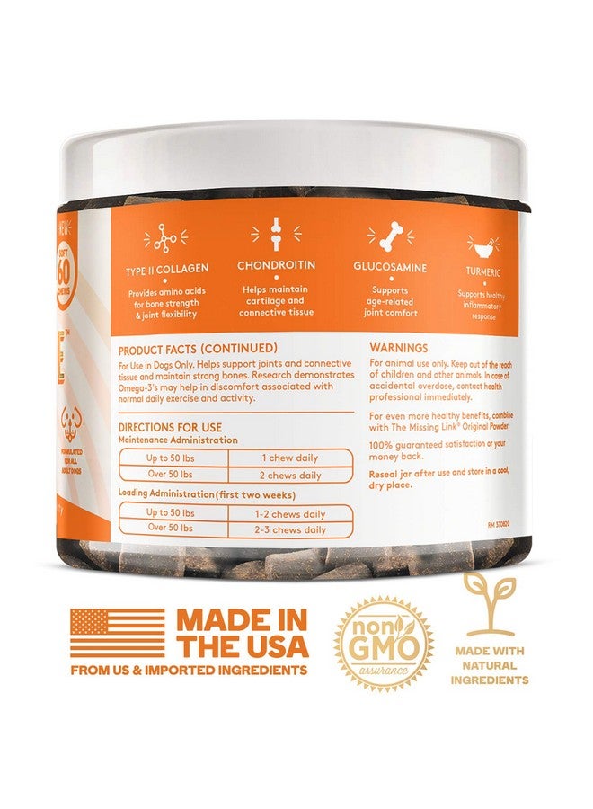 ذا ميسينج لينك علكات ناعمة من كولاجين كير للورك والمفاصل، 60 قطعة - دعم يومي للحركة ومضاد للالتهابات للكلاب - Image 4