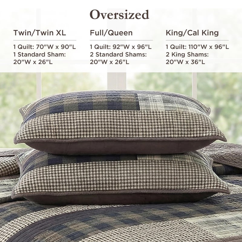Woolrich John Rich & Bros. Woolrich Reversible Quilt Set - Cottage Styling Reversed to Solid Color, All Season Lightweight Coverlet, Cozy Bedding Layer, Matching Shams, Oversized King/Cal King, Winter Plains Stripes Taupe - Image 5
