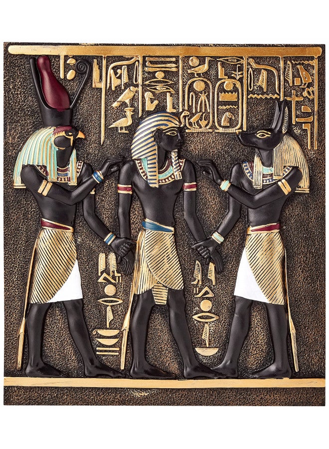 Design Toscano تصميم توسكاني رمسيس الأول بين الآلهة المصرية حورس وأنوبيس لوحة جدارية فريز، 11 بوصة، ملون بالكامل - Image 2