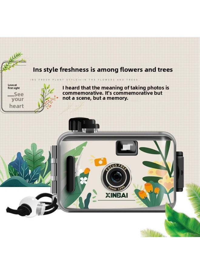 Generic Xinbai Film Camera Retro 35mm Film Ins Fool Camera Waterproof Student Photography Gift-Body Color:Perspective Retro Green Camera + Waterproof Shell + Manual  - Image 2