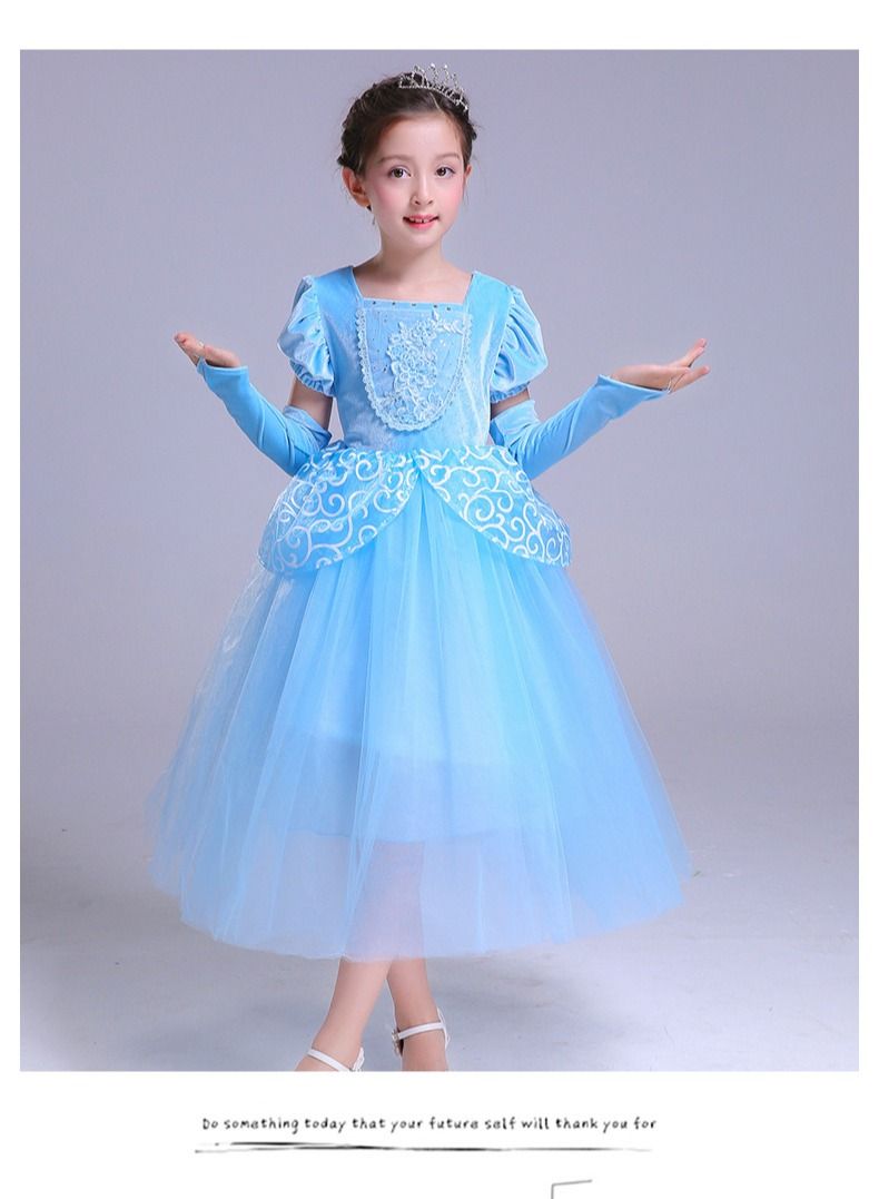 Fairytale Princess Themed Party Fancy Dress Cosplay Costume With Accessories Blue - Image 1