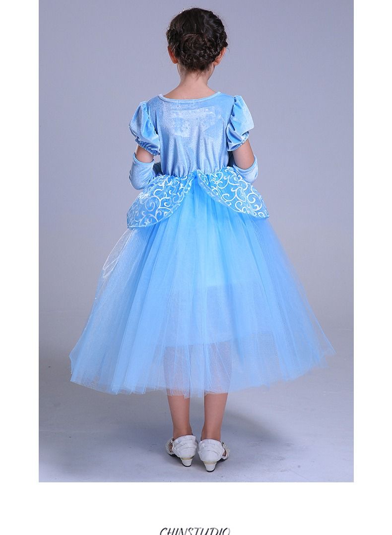 Fairytale Princess Themed Party Fancy Dress Cosplay Costume With Accessories Blue - Image 2