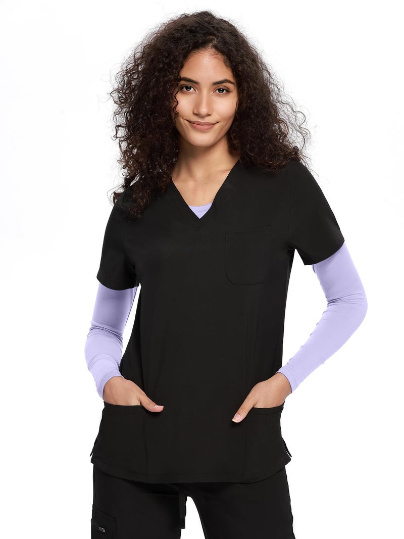 COZYFIT Underscrub Long Sleeve Women - Scrubs Undershirts for Nurse with Soft Fabric, Crew Neck Tee, Light Purple, M - Image 5