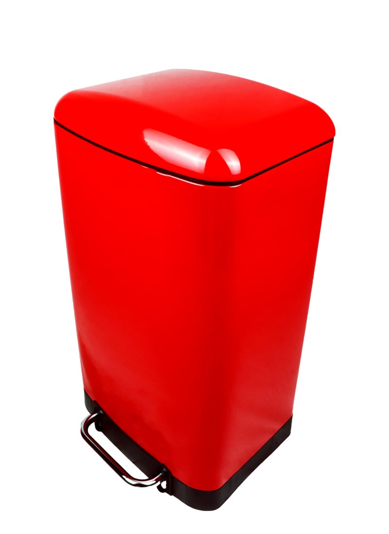 Generic Step Garbage Bin | Brushed Stainless Steel Finish | Soft-Closing | Fingerprint-Resistant | Groove Pedal | Suitable For Kitchens & Homes | Red | 12L  - Image 1