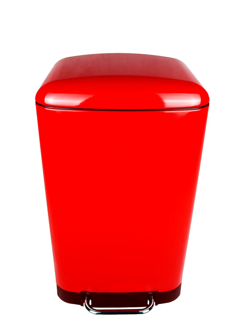 Generic Step Garbage Bin | Brushed Stainless Steel Finish | Soft-Closing | Fingerprint-Resistant | Groove Pedal | Suitable For Kitchens & Homes | Red | 12L  - Image 3