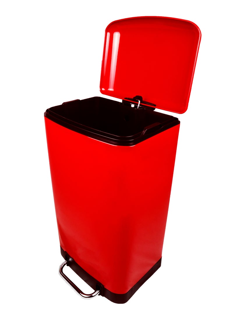Generic Step Garbage Bin | Brushed Stainless Steel Finish | Soft-Closing | Fingerprint-Resistant | Groove Pedal | Suitable For Kitchens & Homes | Red | 12L  - Image 2
