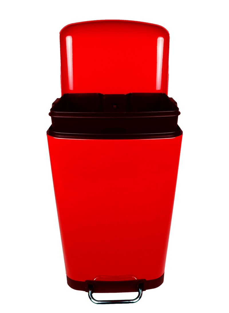 Generic Step Garbage Bin | Brushed Stainless Steel Finish | Soft-Closing | Fingerprint-Resistant | Groove Pedal | Suitable For Kitchens & Homes | Red | 12L  - Image 4