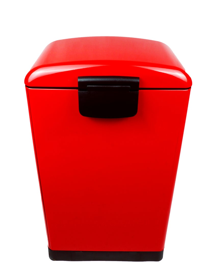 Generic Step Garbage Bin | Brushed Stainless Steel Finish | Soft-Closing | Fingerprint-Resistant | Groove Pedal | Suitable For Kitchens & Homes | Red | 12L  - Image 5
