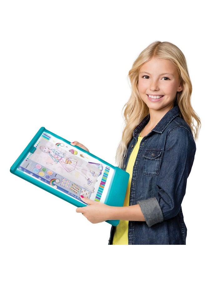 Make It Real - Fashion Design Tracing Light Table 8 Piece Kit Create & Color Stunning Outfits Lights Up For Easy Tracing Draw Sketch & Create Fashion Coloring Book Tweens & Girls Kids Ages 8+ - Image 1