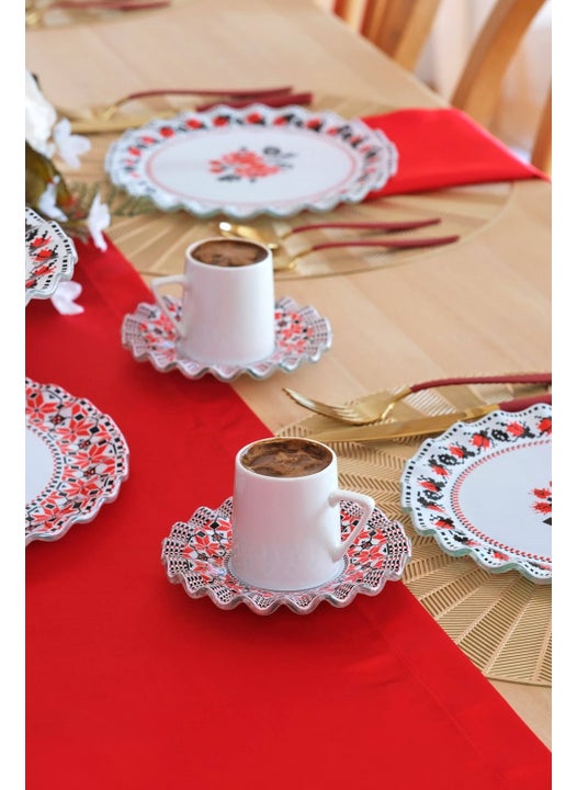 Carmine Glass Coffee Set for 6 People