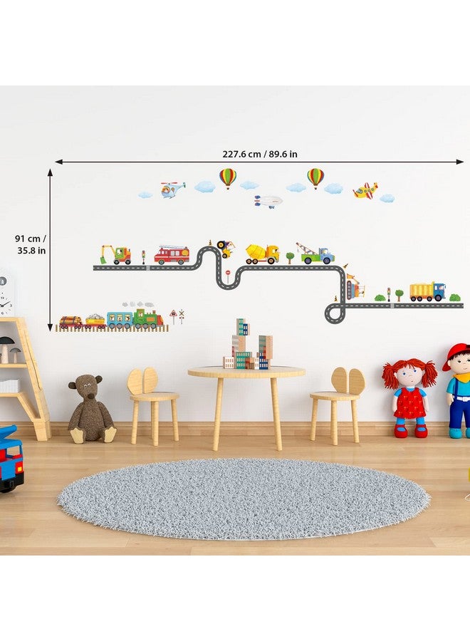 Decowall Sg22107 Construction Transportation Wall Decals Car Truck Tractor Road Stickers For Kids Boys Living Room Decor Bedroom Playroom Nursery Peel And Stick Removable - Image 5