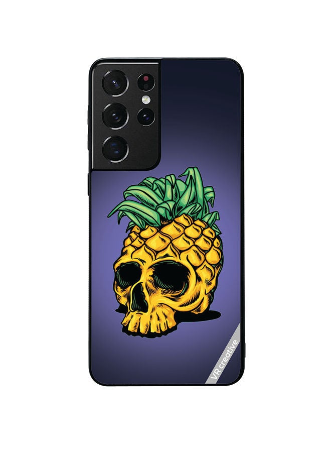 VR CREATIVE Protective Case Cover For Samsung Galaxy S21 Ultra 5G Pineapple Skull Design Multicolour - Image 1
