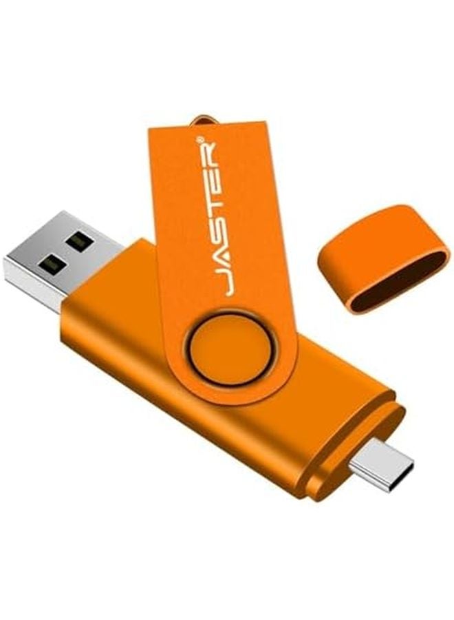 128 جيجابايت أورانج نوع C 2 في 1 USB OTG محرك أقراص مزدوج USB 2.0 وحدة ذاكرة فلاش - Image 1