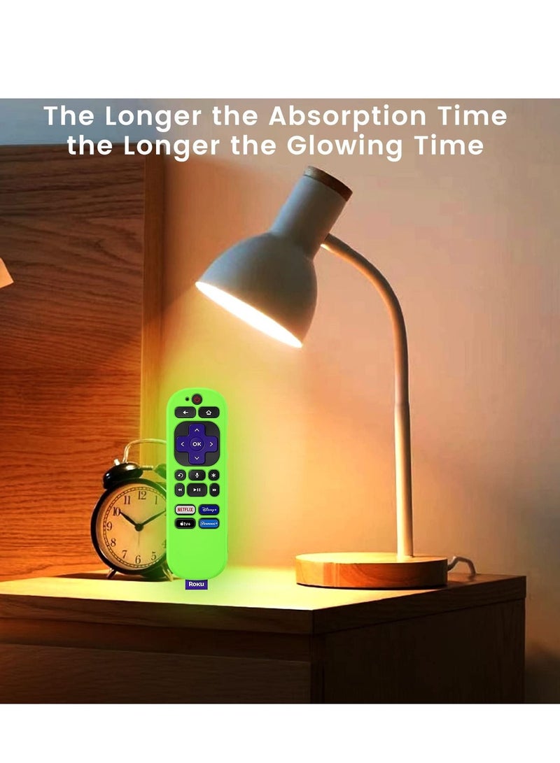 Glowing Remote Cover for Roku Voice Remote RCA1R 2023 New Slip-Resistant Silicone Control Case with Lanyard (Green) - Image 4