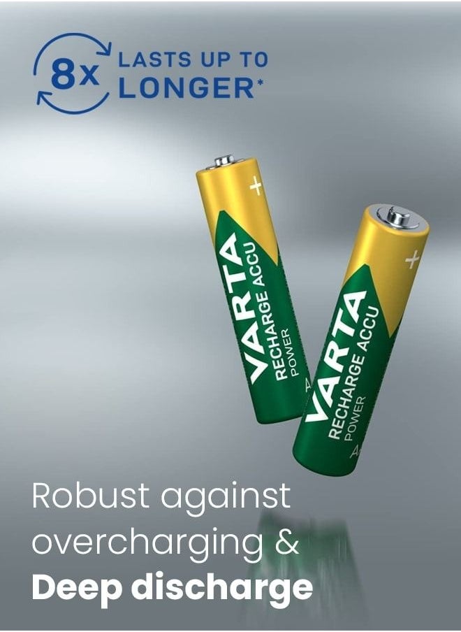 بطارية فارتا لونغ لايف قابلة للشحن ACCU باور AAA - 800 مللي أمبير، (عبوة 2)