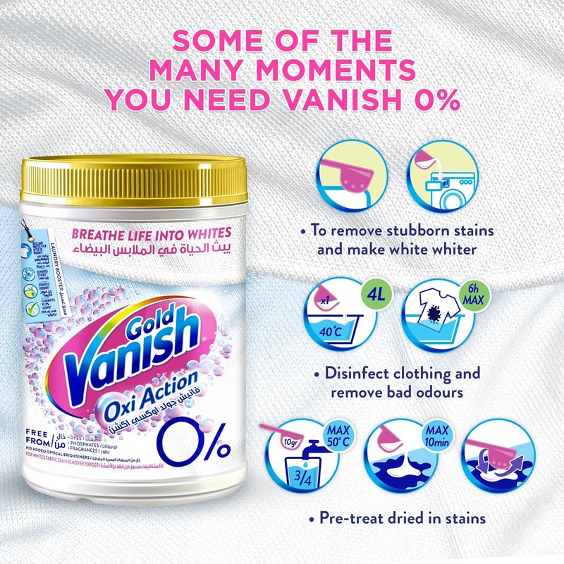 Gold Oxi Action Fabric Stain Remover 900g White clothes - Image 4