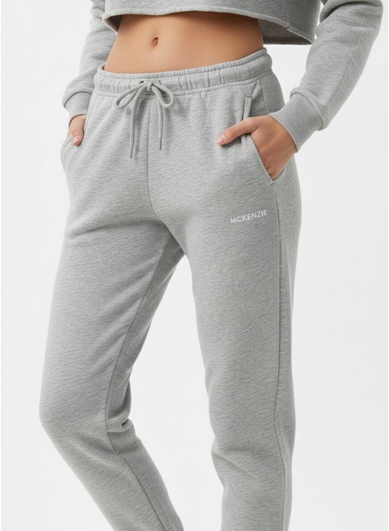 McKenzie Women’s Jogger Pants – Soft Cotton Blend Drawstring Trousers in Grey - Image 1